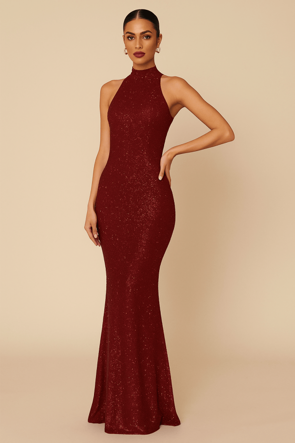 Lumina™ Sparkle Halter Maxi Dress - Image 1