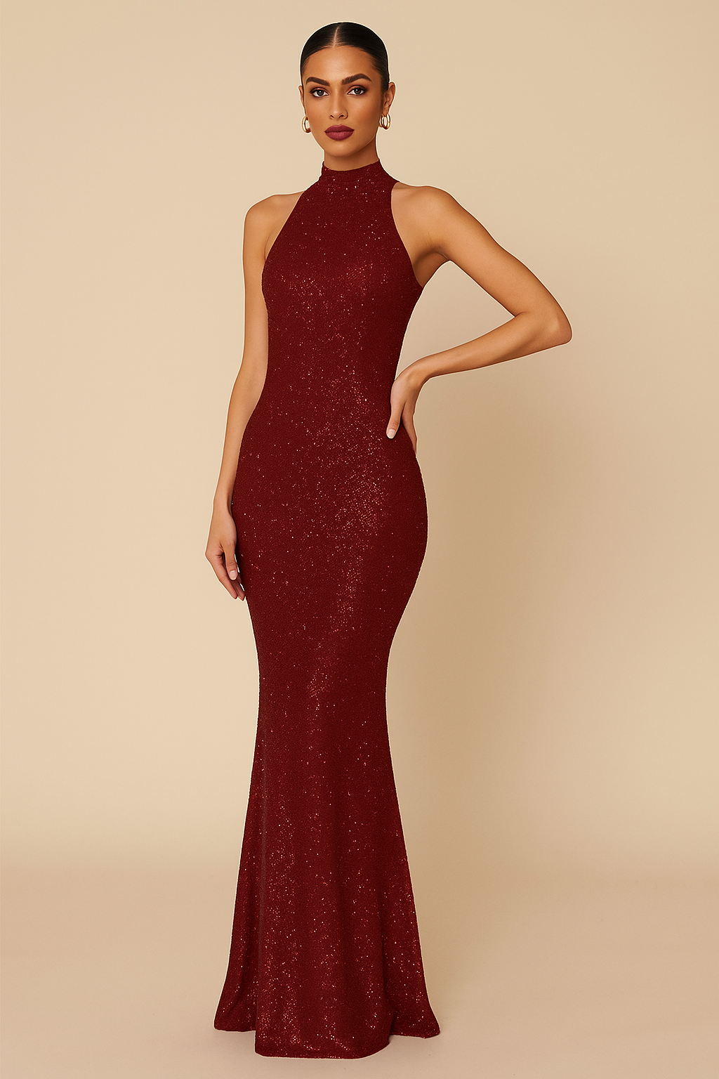 Lumina™ Sparkle Halter Maxi Dress - Image 1