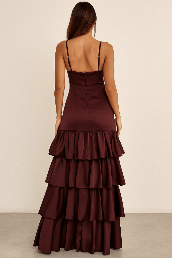 Isadora™ Tiered Satin Maxi Dress