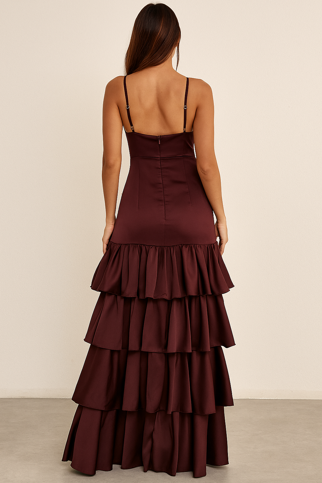 Isadora™ Tiered Satin Maxi Dress - Image 2