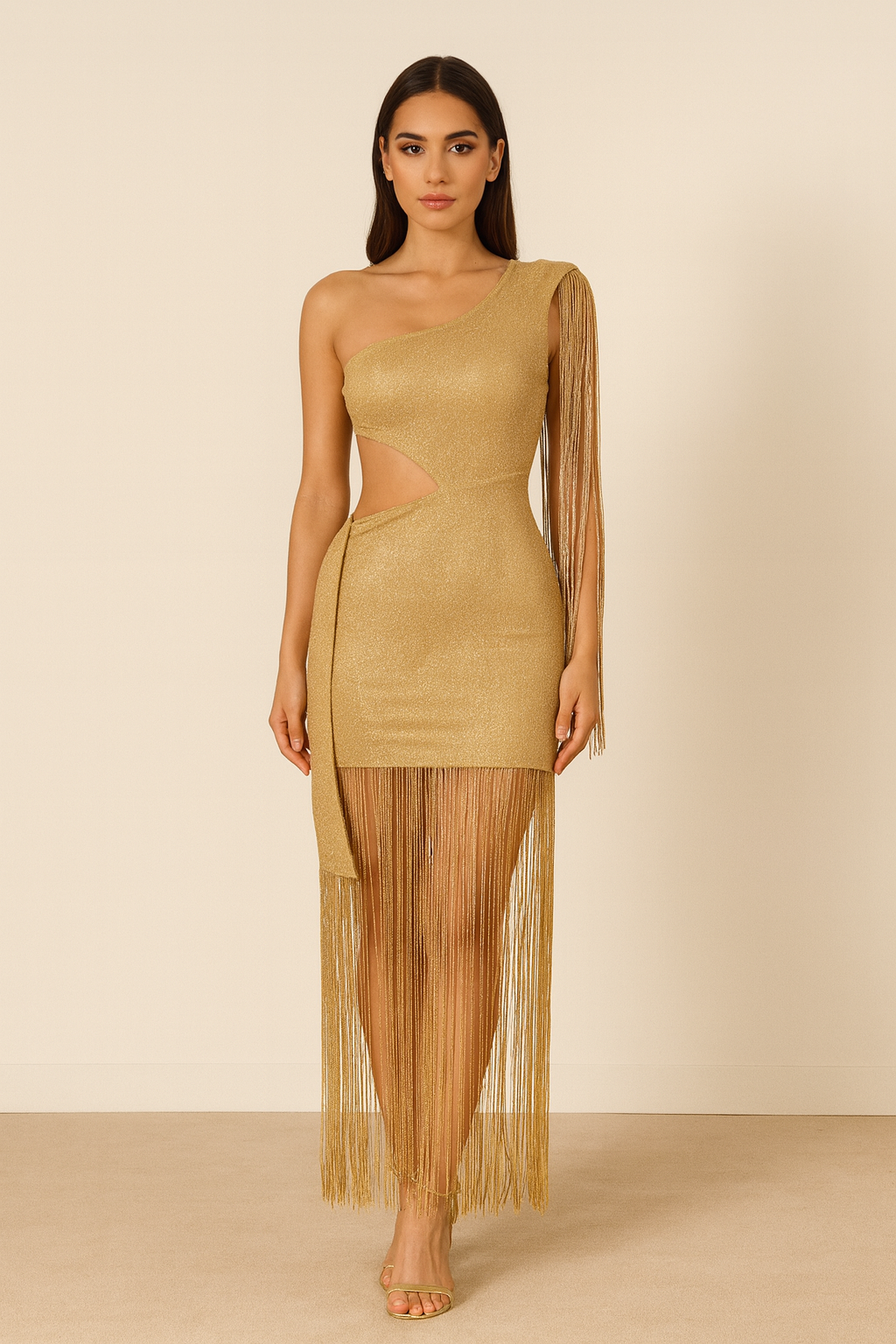 Seraphina™ Fringe One-Shoulder Maxi Dress - Image 1