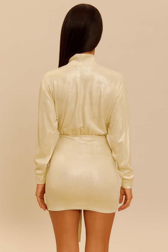 Aurélia™ Metallic Plunge Mini Dress