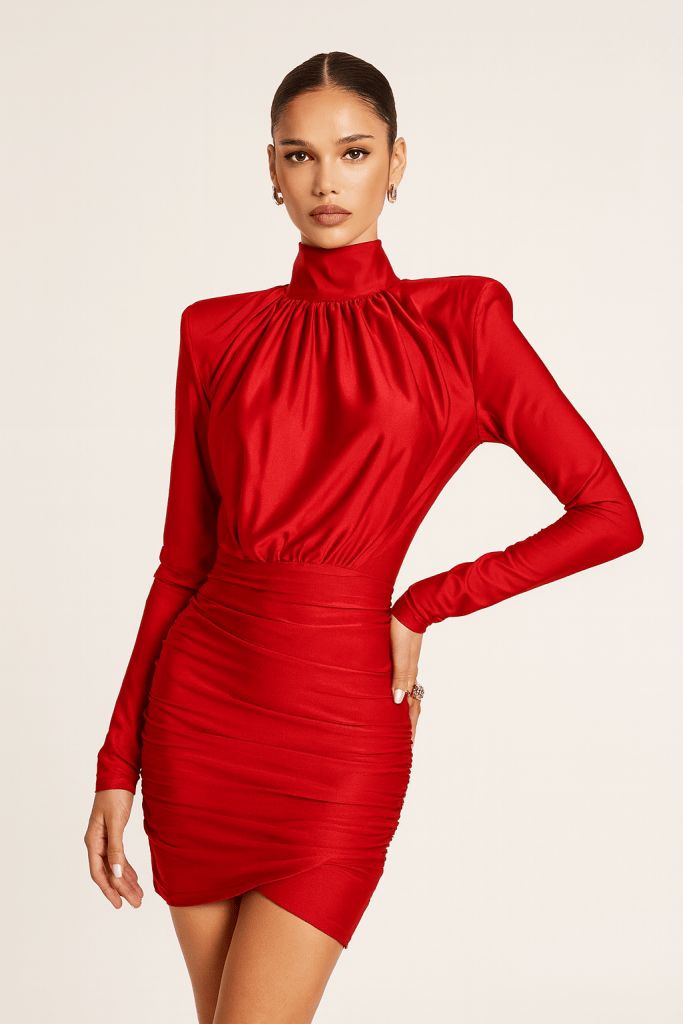 Elysia™ High-Neck Sculpted Mini Dress