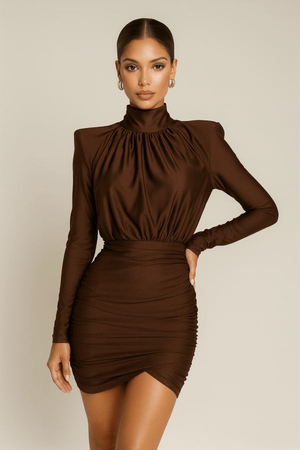 Elysia™ High-Neck Sculpted Mini Dress - Image 3