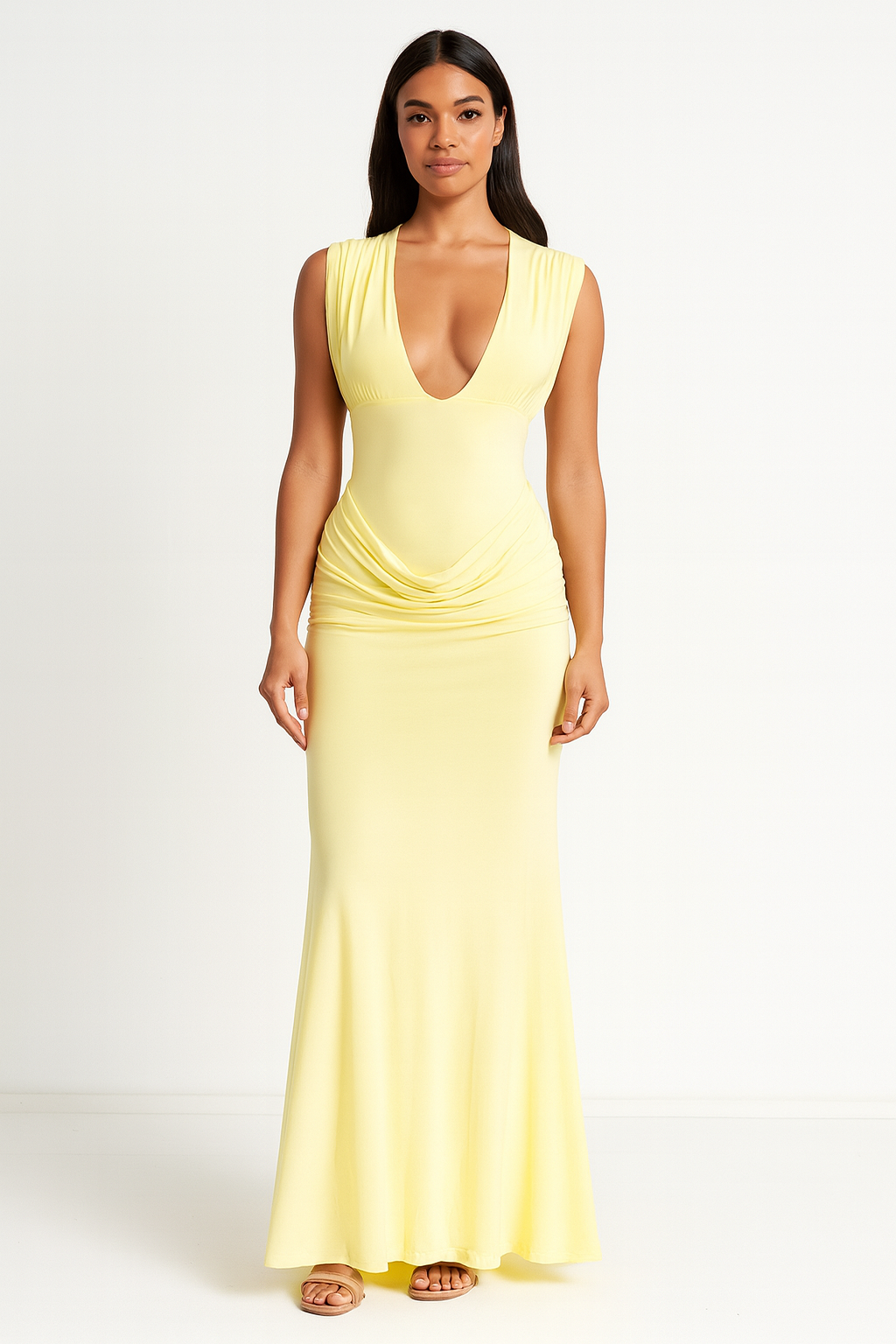Lumiera™ Draped Plunge Maxi Dress - Image 2