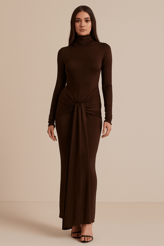 Serenna™ Draped High-Neck Maxi Dress