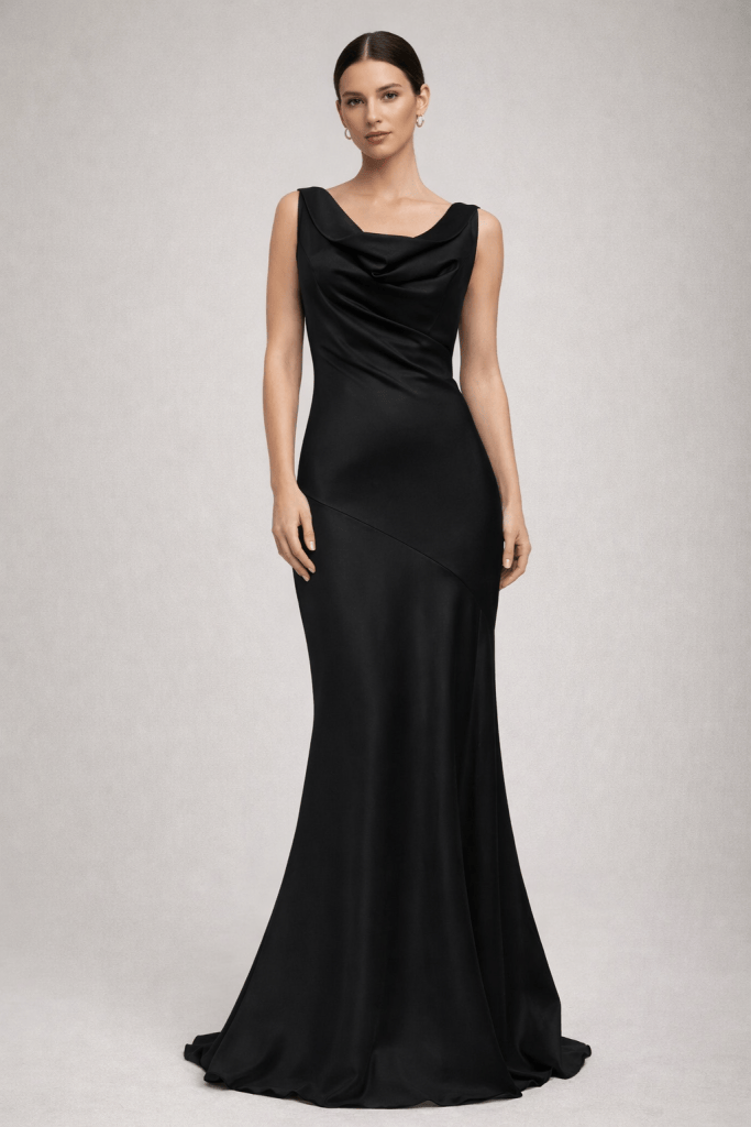 Noiré™ Satin Draped Backless Maxi Dress
