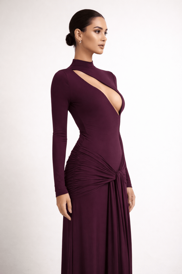 Valeria™ Asymmetric Cut-Out Long Sleeve Maxi Dress - Image 3