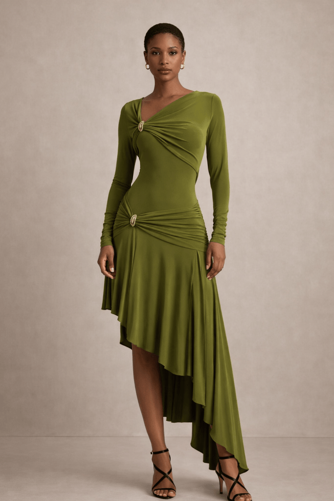 Elysia™ Asymmetric Draped Maxi Dress