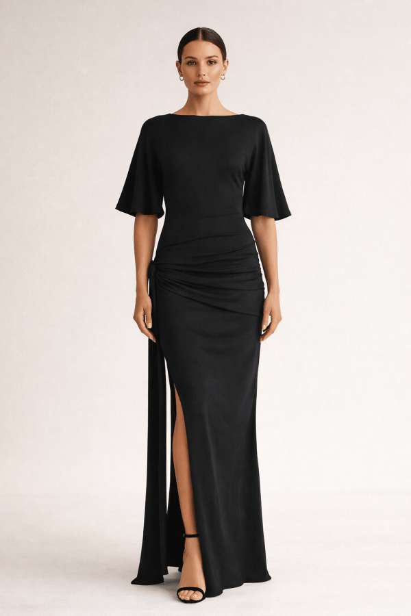 Noir Elara™ Open Back Maxi Dress - Image 1