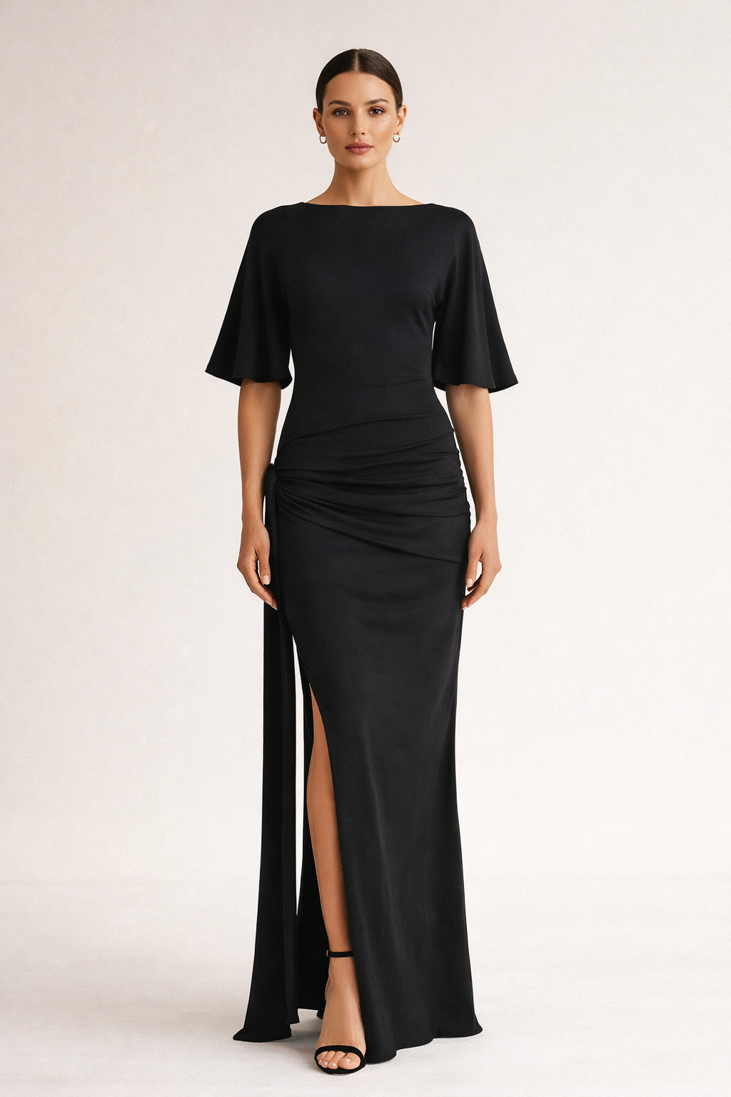Noir Elara™ Open Back Maxi Dress - Image 1