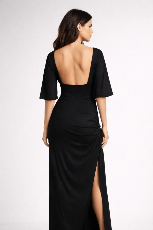 Noir Elara™ Open Back Maxi Dress - Image 2