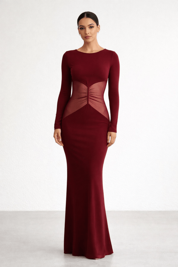 Noctura™ Sheer Waist Long Sleeve Maxi Dress - Image 2