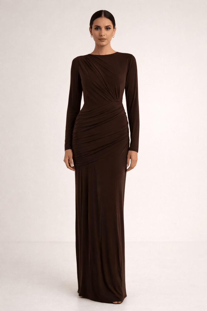 Seraphina™ Draped Long Sleeve Maxi Dress
