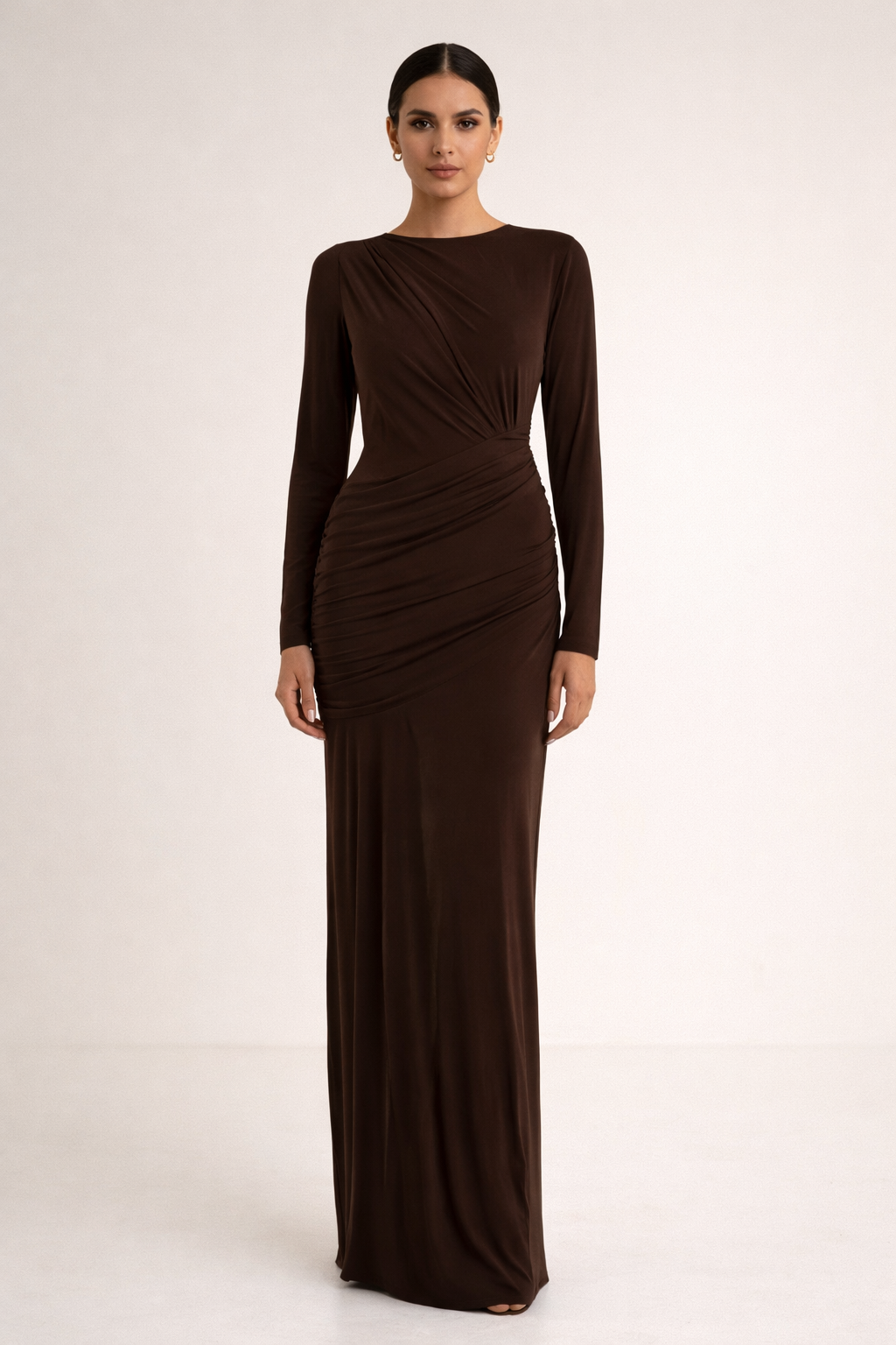 Seraphina™ Draped Long Sleeve Maxi Dress - Image 3