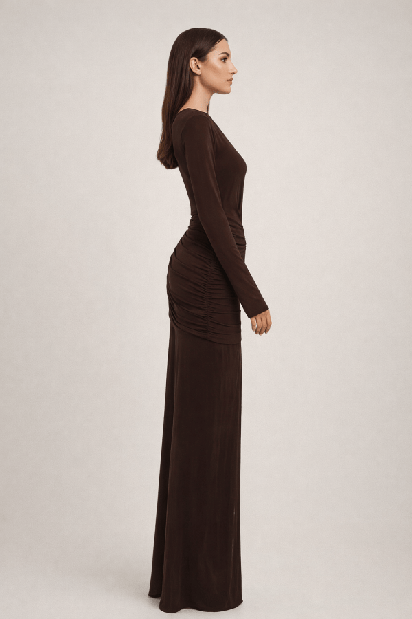 Seraphina™ Draped Long Sleeve Maxi Dress - Image 4