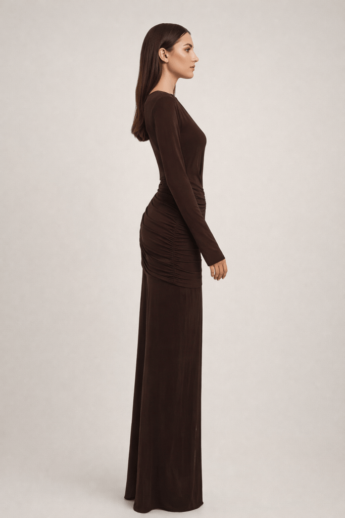 Seraphina™ Draped Long Sleeve Maxi Dress