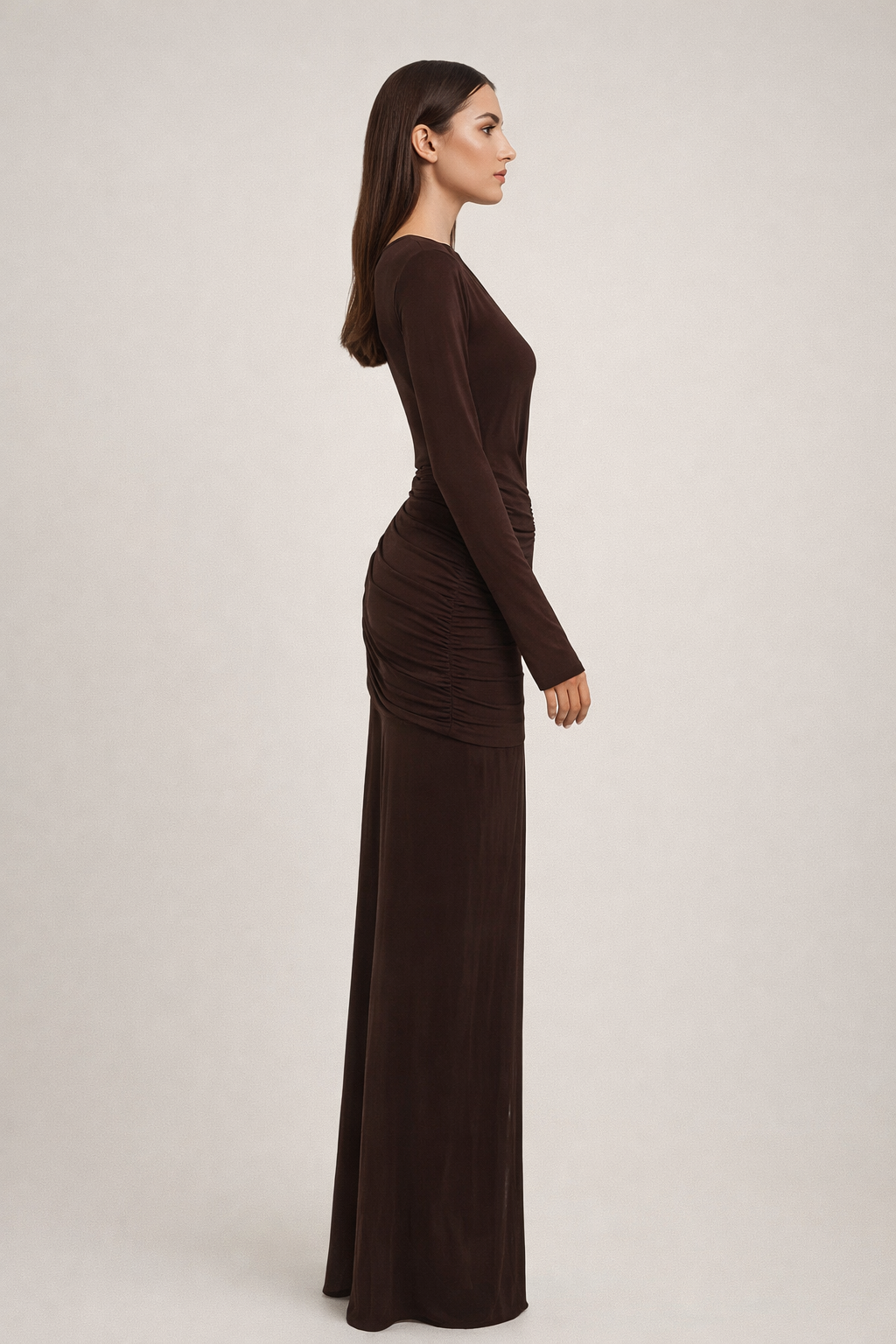 Seraphina™ Draped Long Sleeve Maxi Dress - Image 4