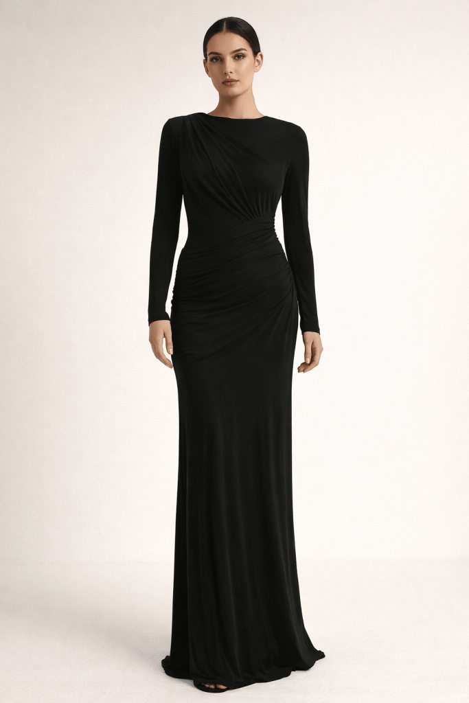 Seraphina™ Draped Long Sleeve Maxi Dress