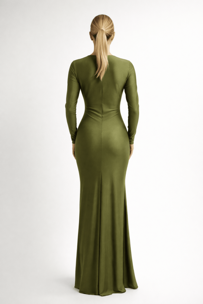 Elara™ Deep Plunge Ruched Maxi Dress