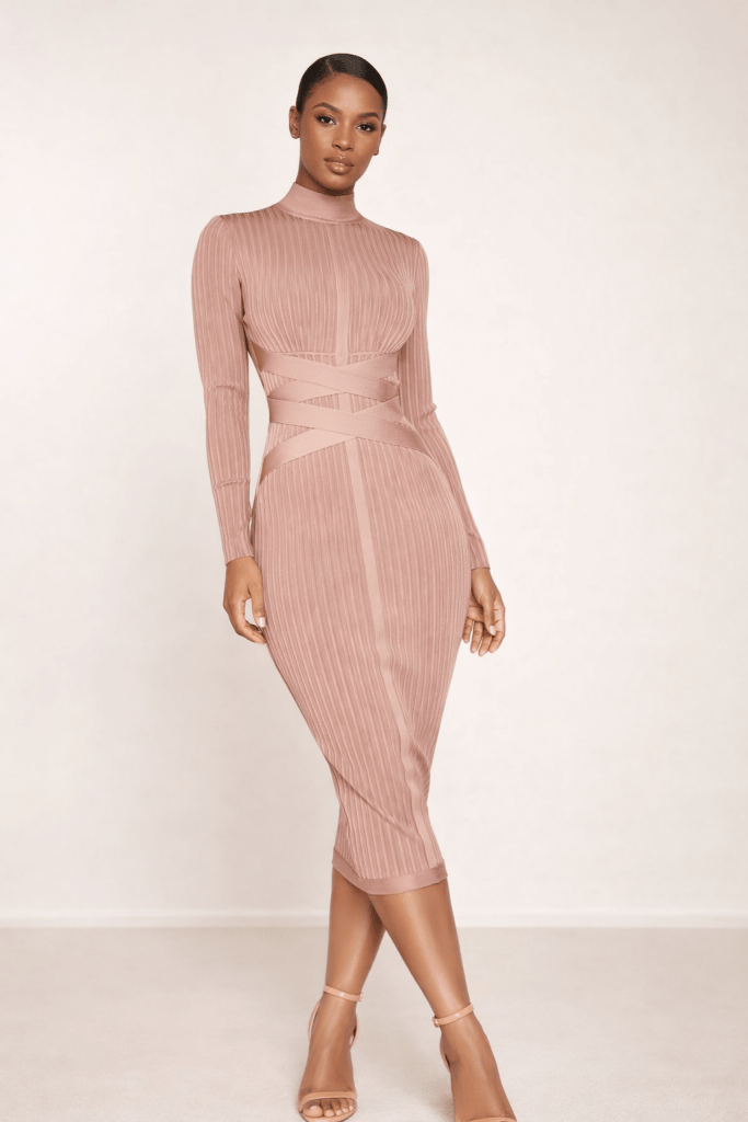 Elowen™ Ribbed Contour Midi Dress