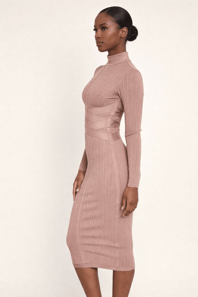 Elowen™ Ribbed Contour Midi Dress