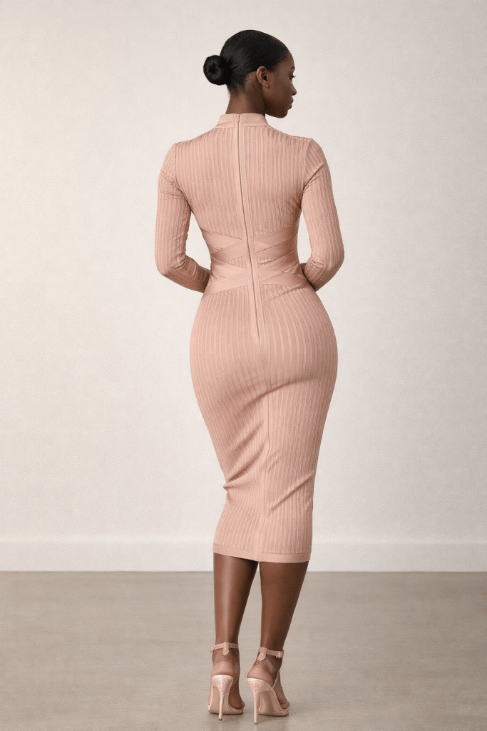 Elowen™ Ribbed Contour Midi Dress
