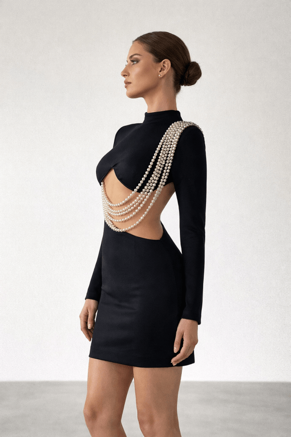 Aurora™ Sculpted Pearl-Detail Mini Dress - Image 2