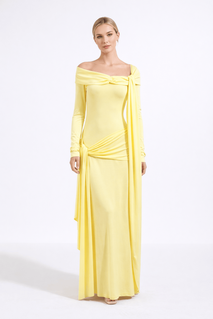 Solara™ Draped Off-Shoulder Maxi Dress