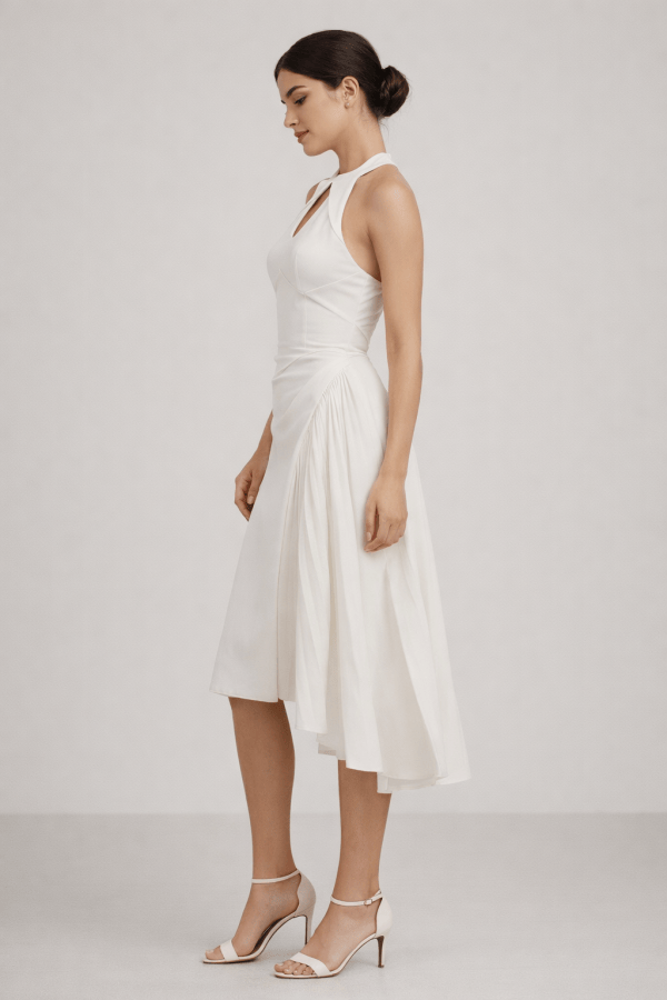 Elysia™ Asymmetric Pleated Midi Dress - Image 2