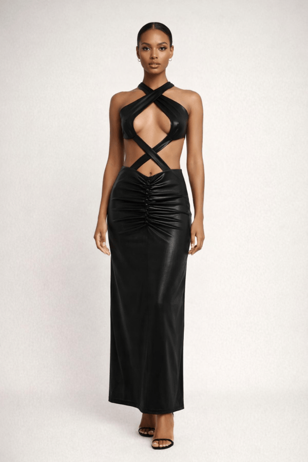 Sable™ Cross Halter Cut-Out Maxi Dress - Image 1