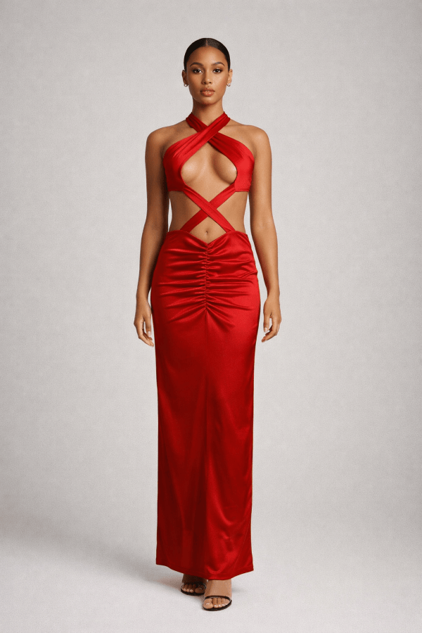 Sable™ Cross Halter Cut-Out Maxi Dress - Image 2