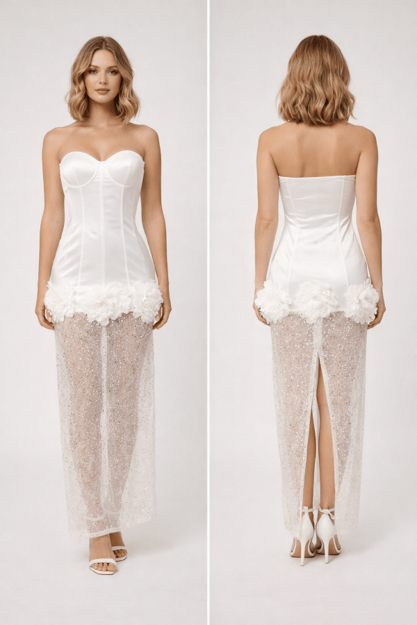 Aurelia™ Strapless Floral Corset Sequin Maxi Dress - Image 5