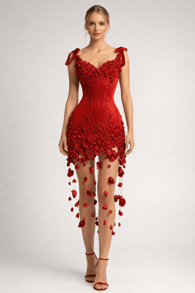 Aurelia™ Hand-Embellished Rose Mini Dress