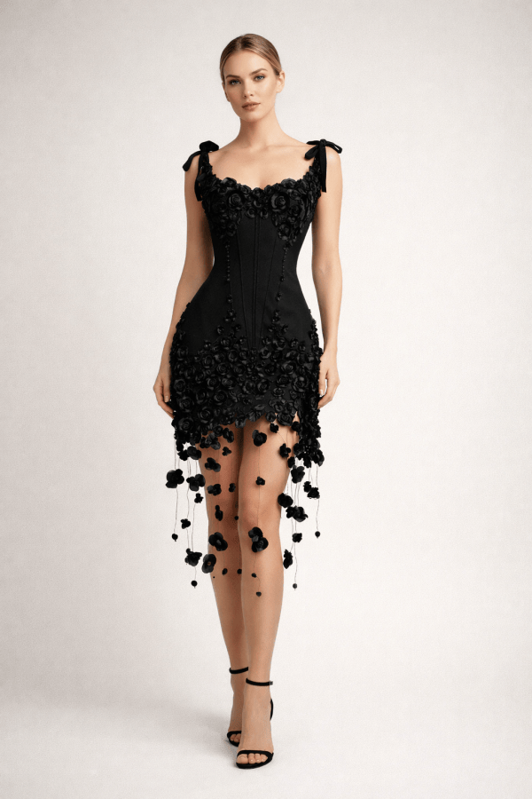 Aurelia™ Hand-Embellished Rose Mini Dress - Image 7