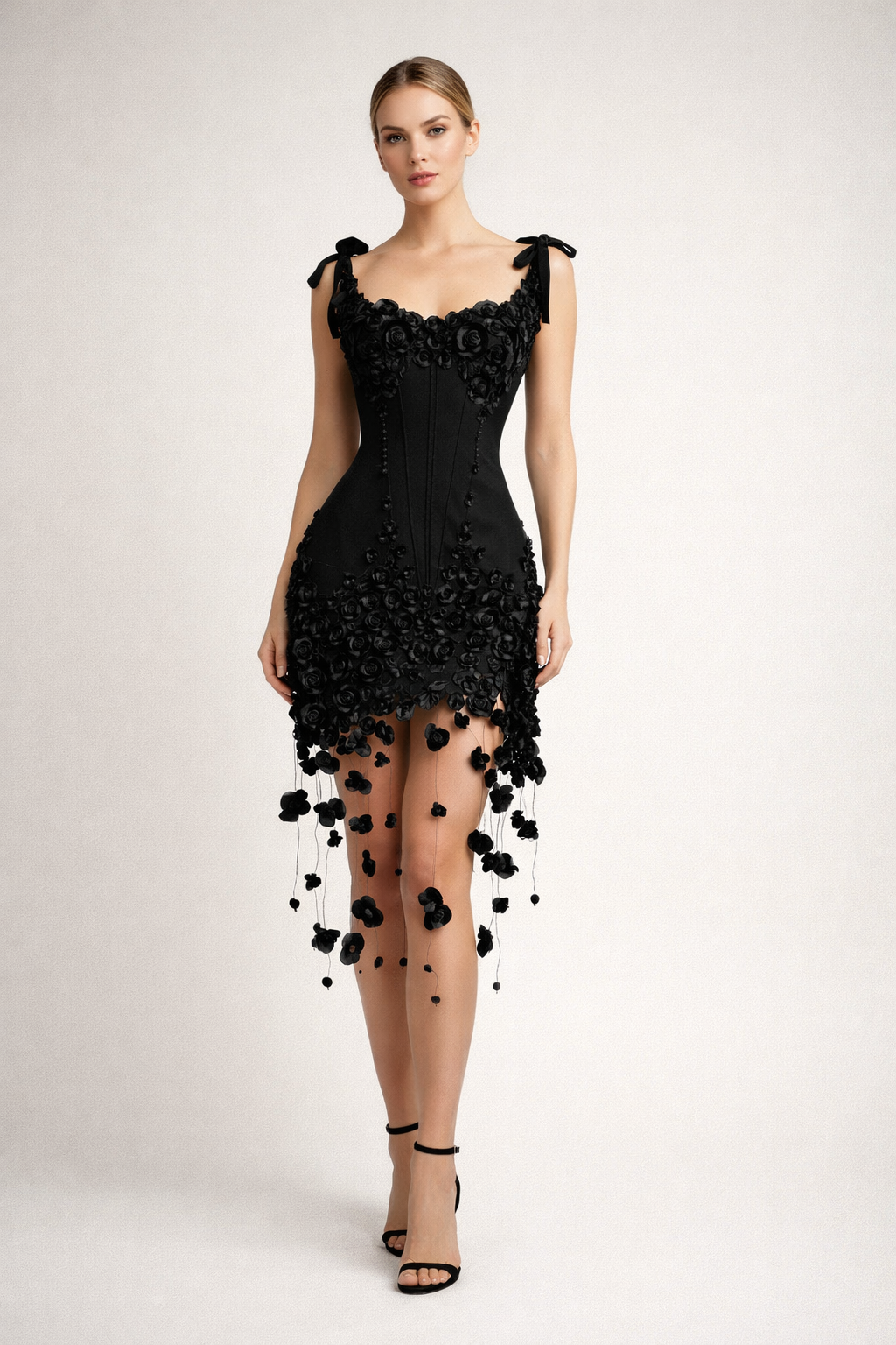 Aurelia™ Hand-Embellished Rose Mini Dress - Image 12