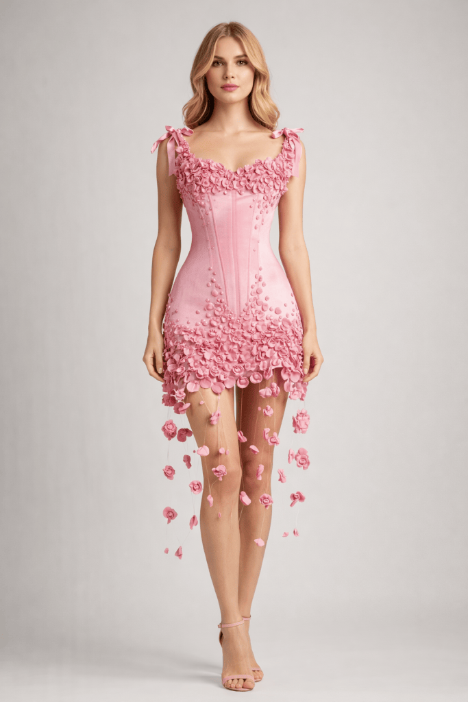 Aurelia™ Hand-Embellished Rose Mini Dress