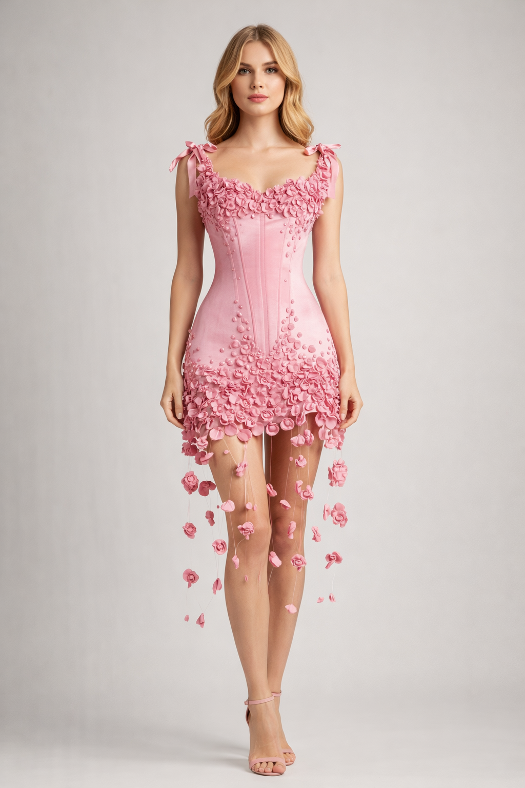 Aurelia™ Hand-Embellished Rose Mini Dress - Image 11