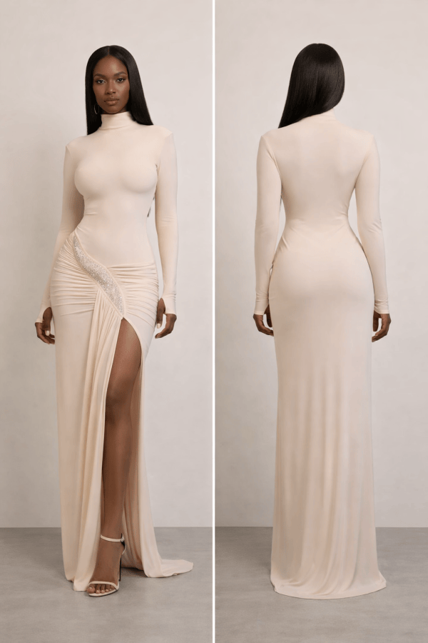 Éclat™ Embellished High-Neck Maxi Dress - Image 4