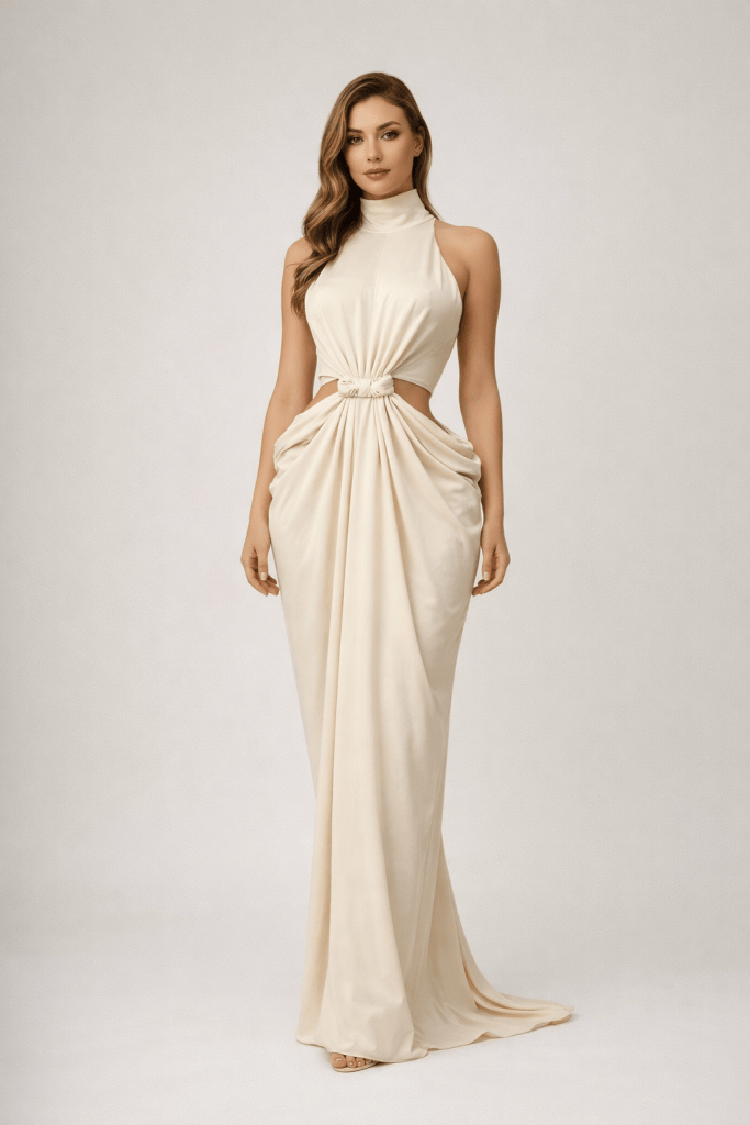 Ivory™ Étreinte Halter Maxi Dress