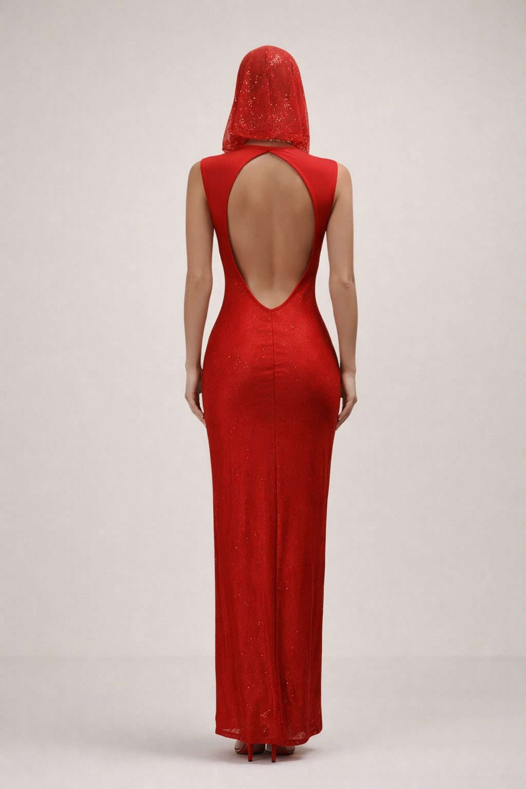 Ravenna™ Crimson Hooded Sequin Maxi Dress - Image 6
