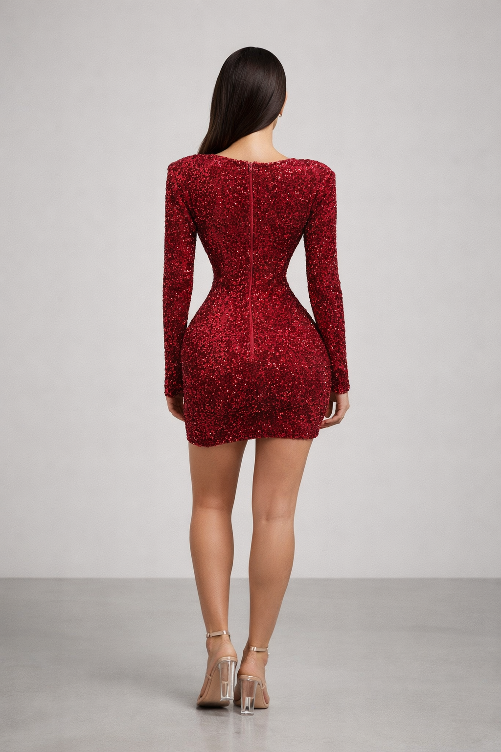 Valentina™ Crystal-Trim Sequin Mini Dress - Image 3