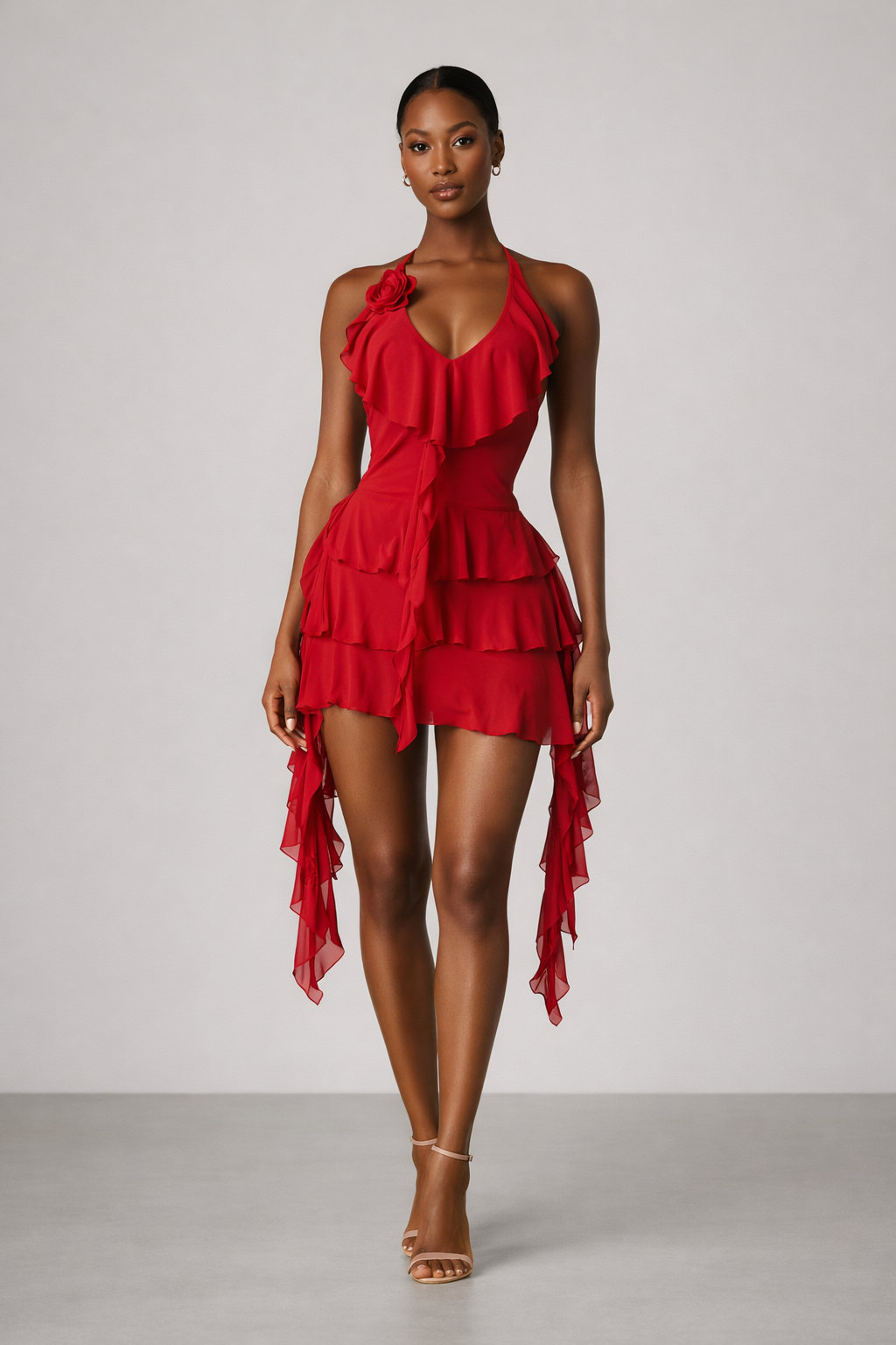 Fleur™ Ruffle Halter Mini Dress - Image 1