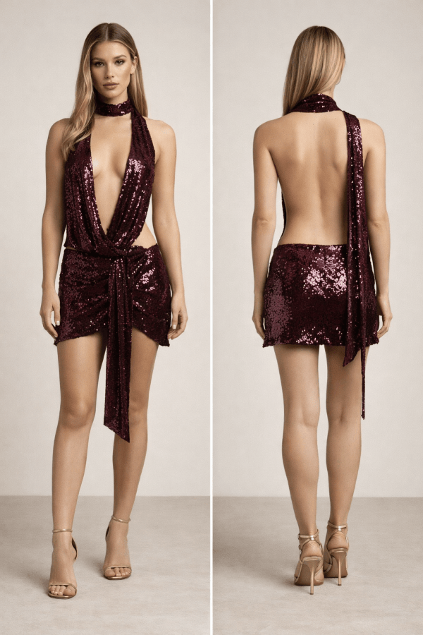 Valentina™ Sequin Halter Mini Dress - Image 4