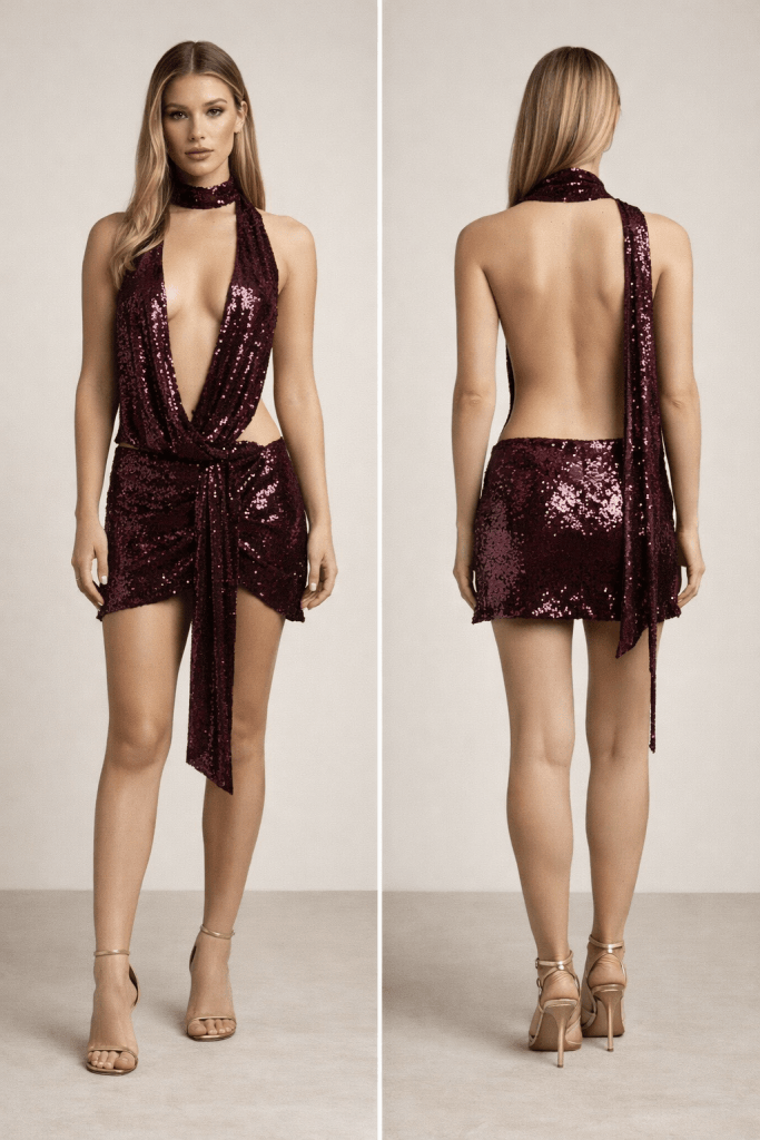 Valentina™ Sequin Halter Mini Dress