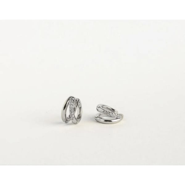 Isadora™ 14K Gold Dainty Diamond Hoop Earrings - Image 3
