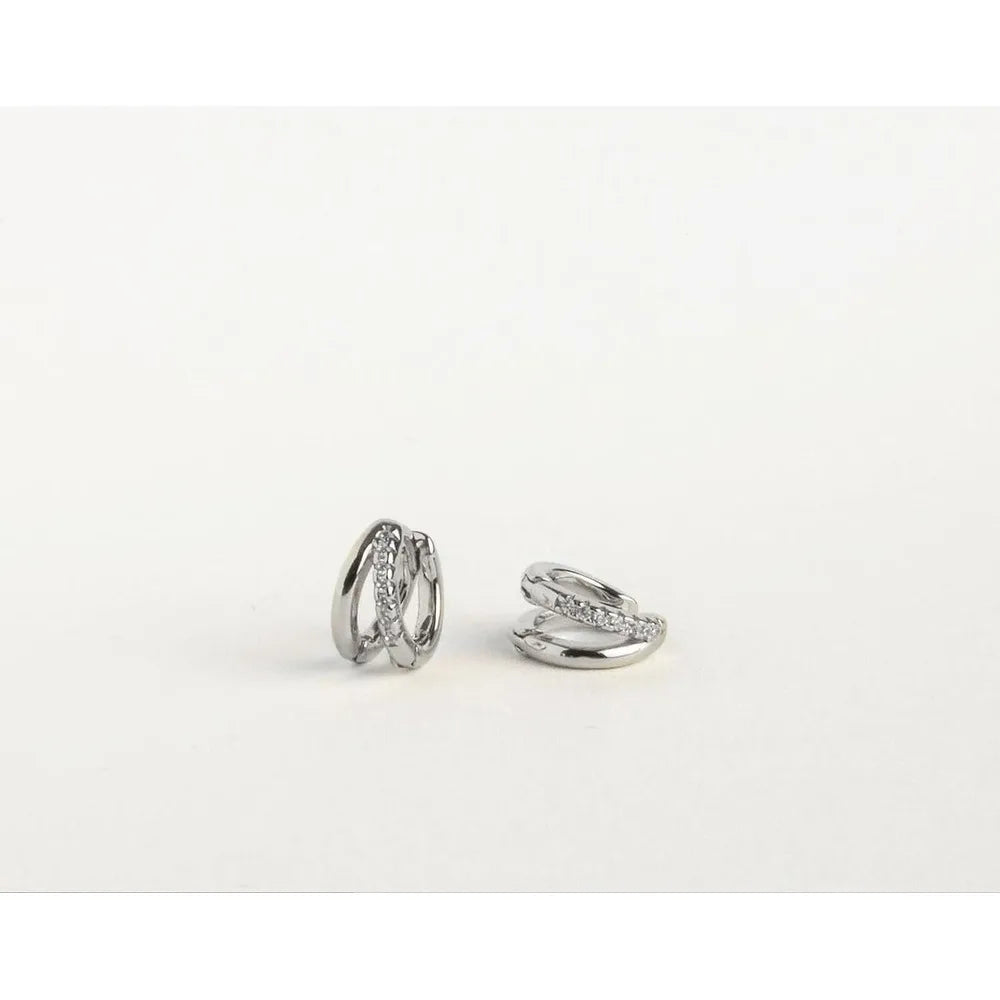 Isadora™ 14K Gold Dainty Diamond Hoop Earrings - Image 3