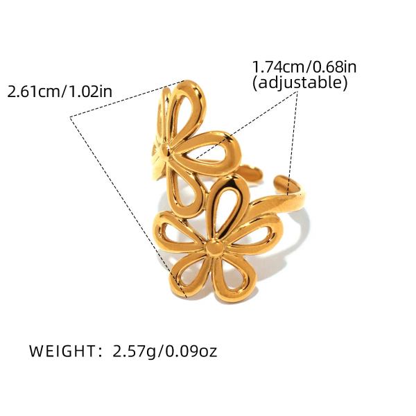 Aurelia™ Flower Open Ring – Adjustable Stainless Steel Hollow Design - Image 2