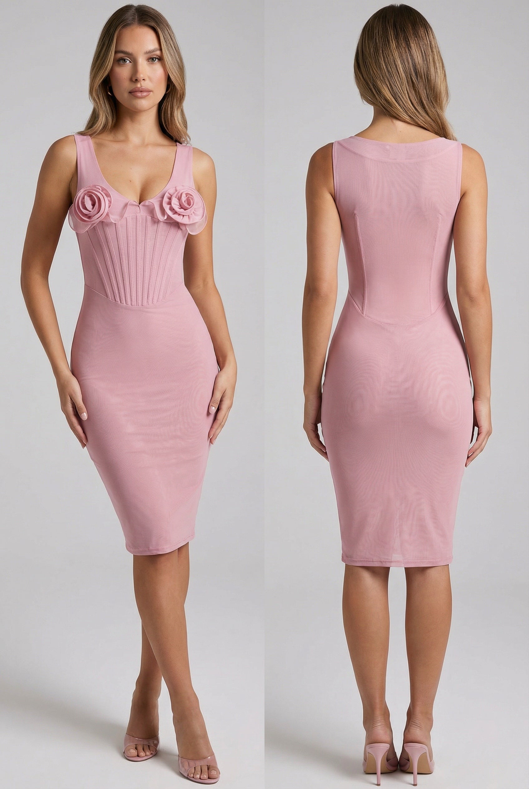 Petalia™ Rose Corset Midi Dress - Image 3