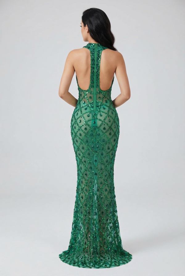 Noiréa™ Crystal Halter Maxi Dress - Image 4